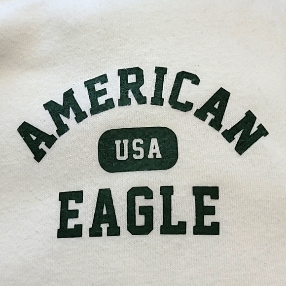 XL American Eagle Cream Cotton Blend Crewneck Stripes Sweatshirt - Picture 4 of 4